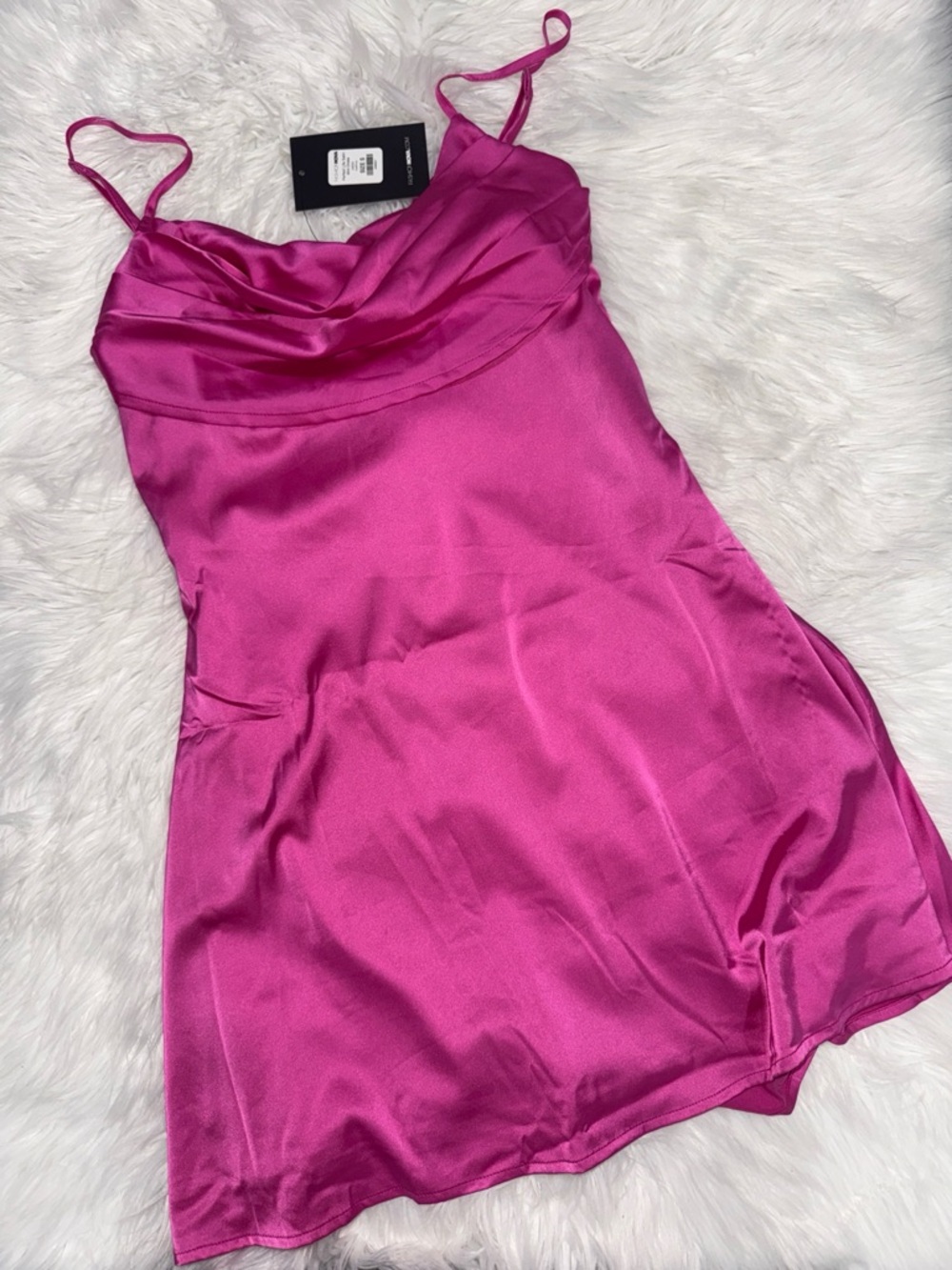 Fashion Nova Perfect Life Satin Mini Dress Hot Pink Slip Dress NWT Size Small